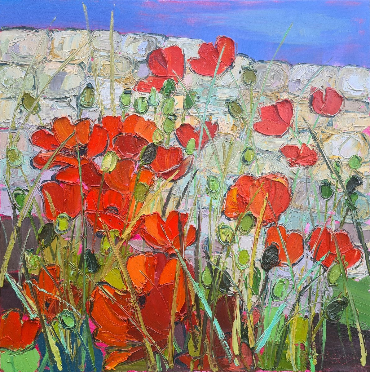 Poppies Growing by a Wall
