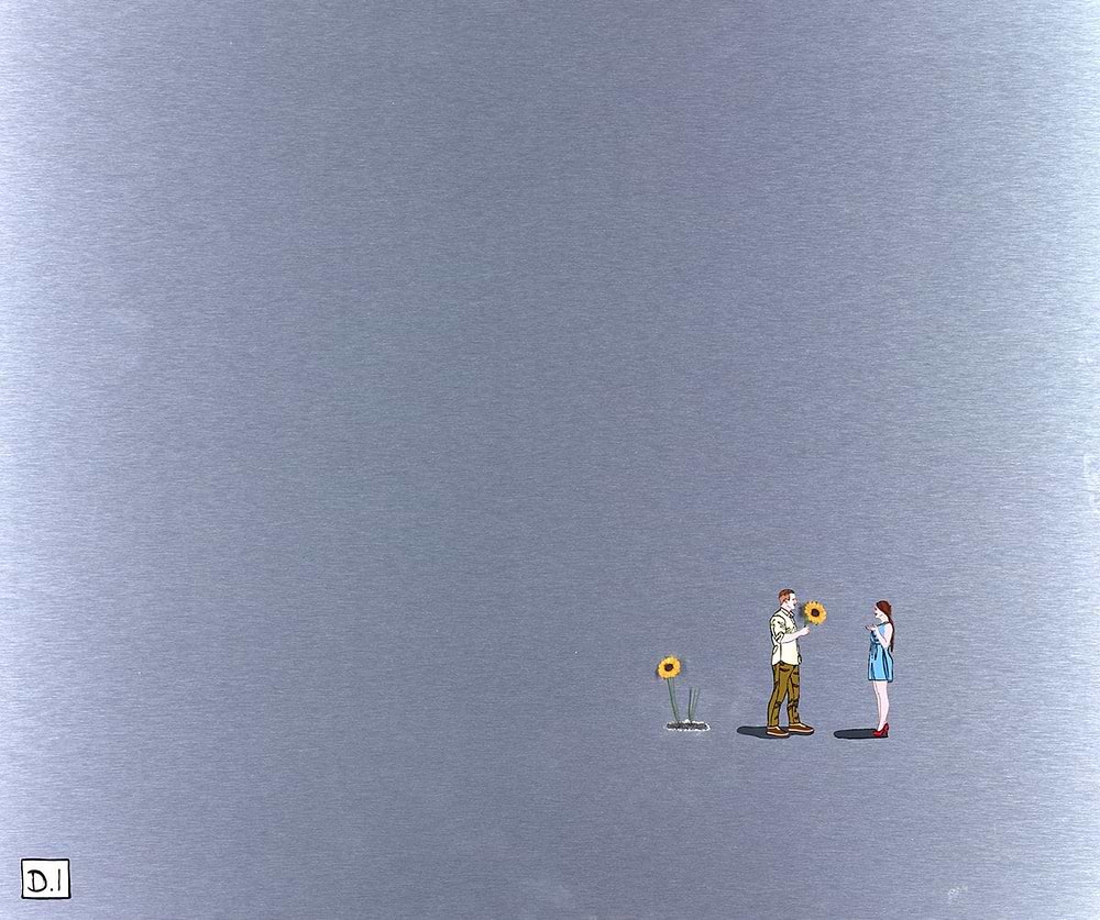 Man With Sunflowers (Blue Dress)
