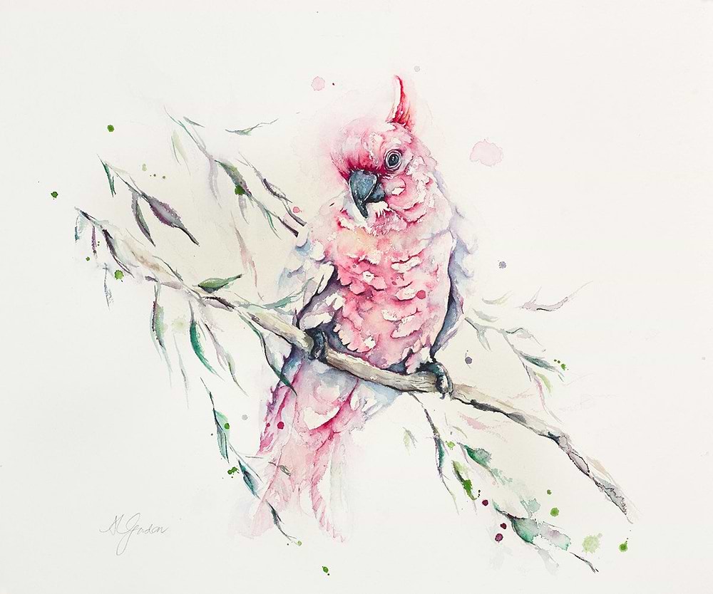 Pink Cockatoo among Leaves