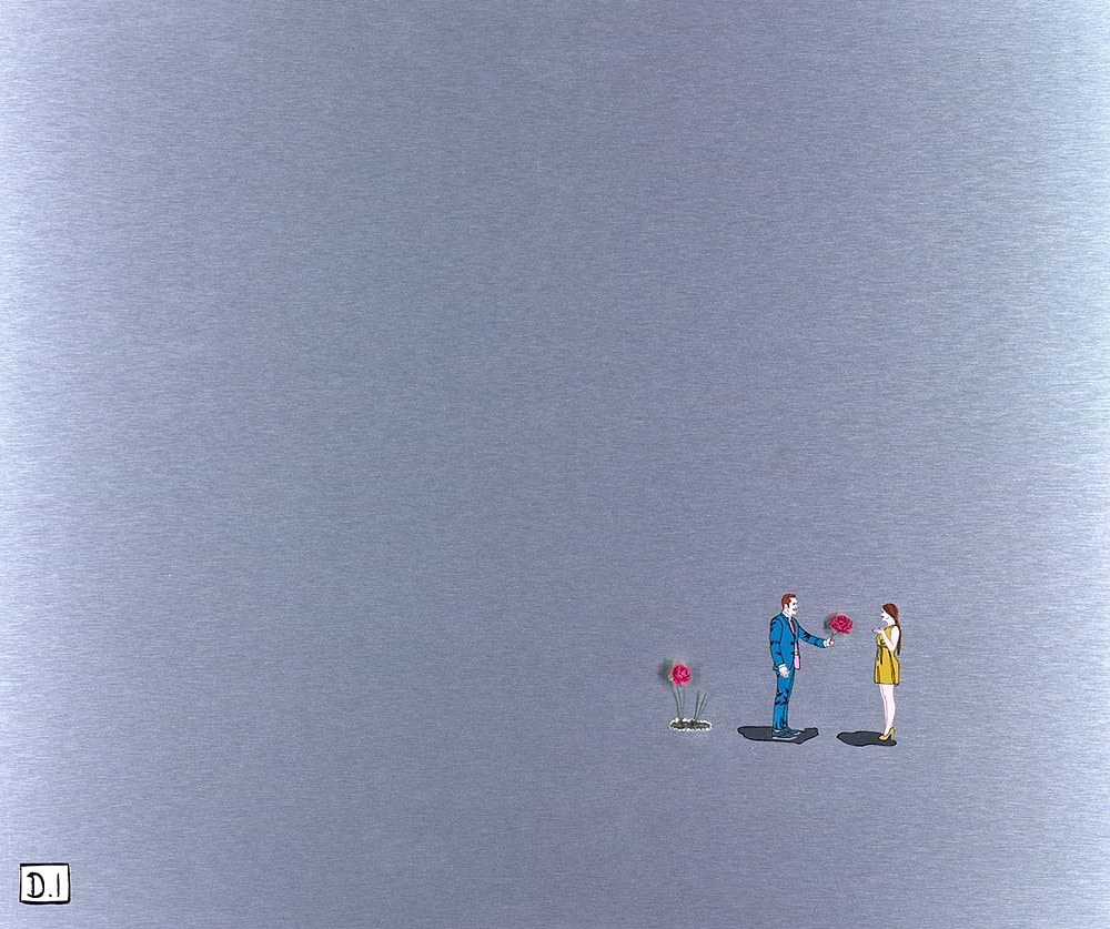 Man With Pink Rose (Mustard Dress)