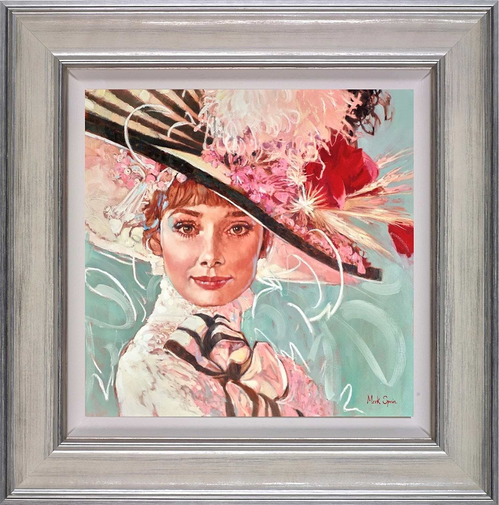 Audrey Hepburn With Large Hat (Flowers) (Framed)