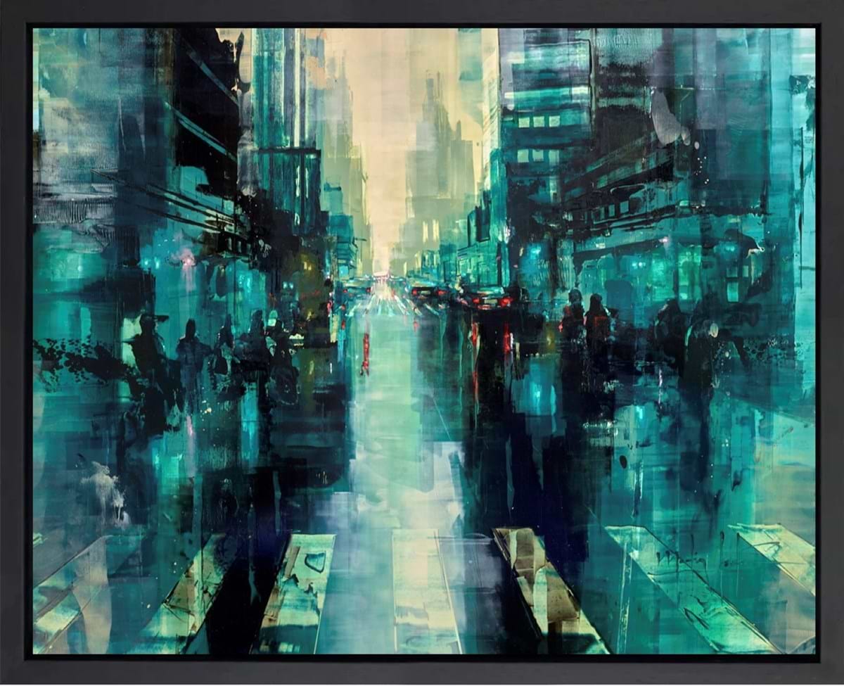 London Dancing in the Rain (Framed)