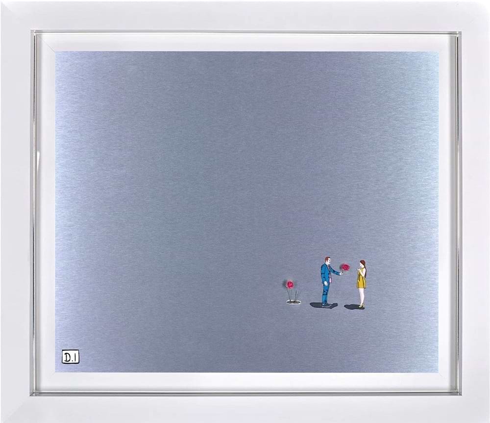 Man With Pink Rose (Mustard Dress) (Framed)