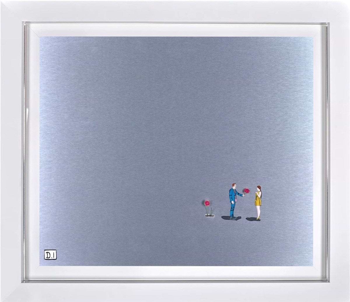 Man With Pink Rose (Mustard Dress) (Framed)