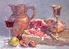 Still Life with Prosciutto,Wine Jug and Pear