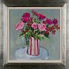 Roses in Striped Vase