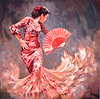 Flamenco and Red Fan