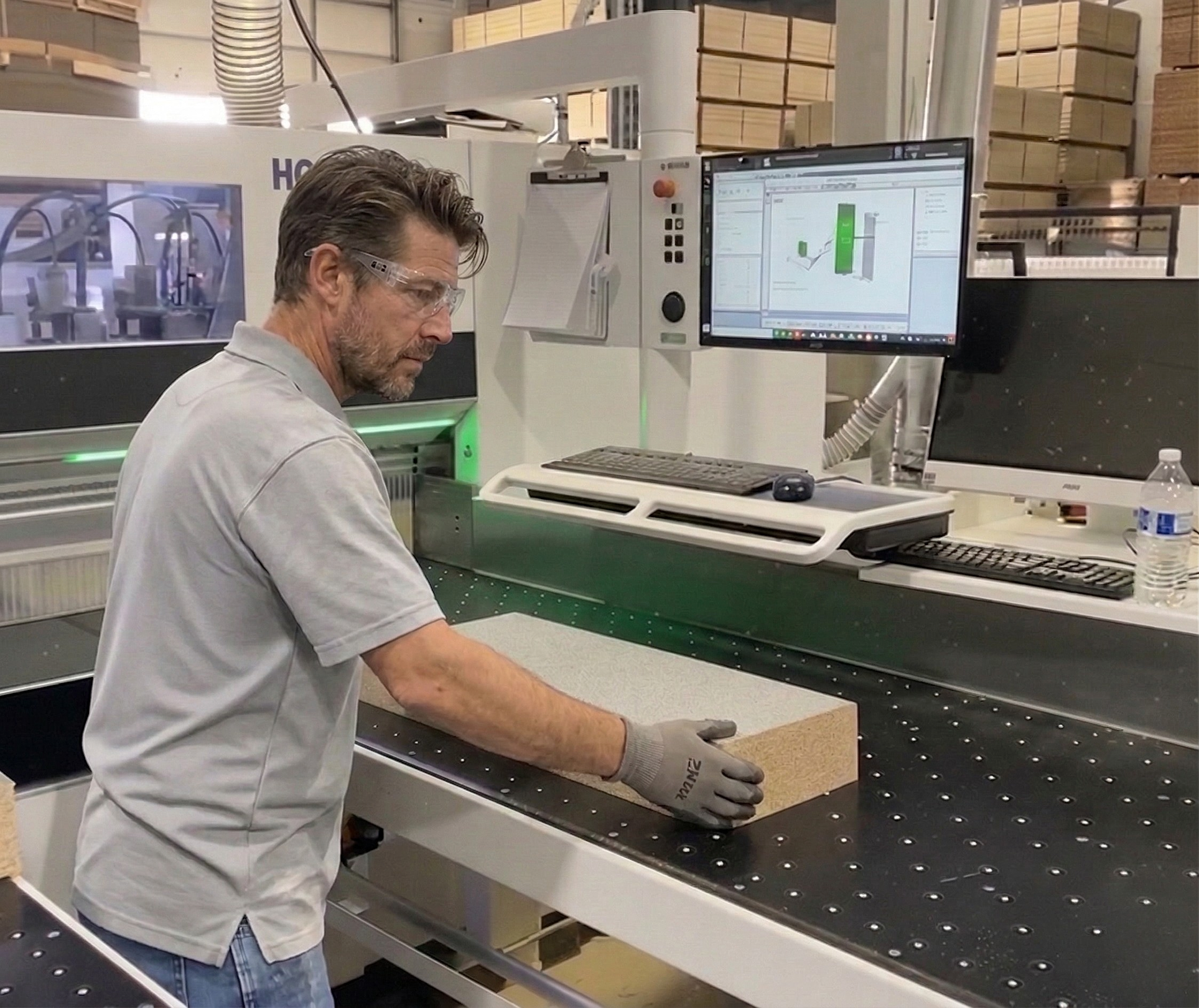 Manufacturing of closet panels in a manufacturing facility