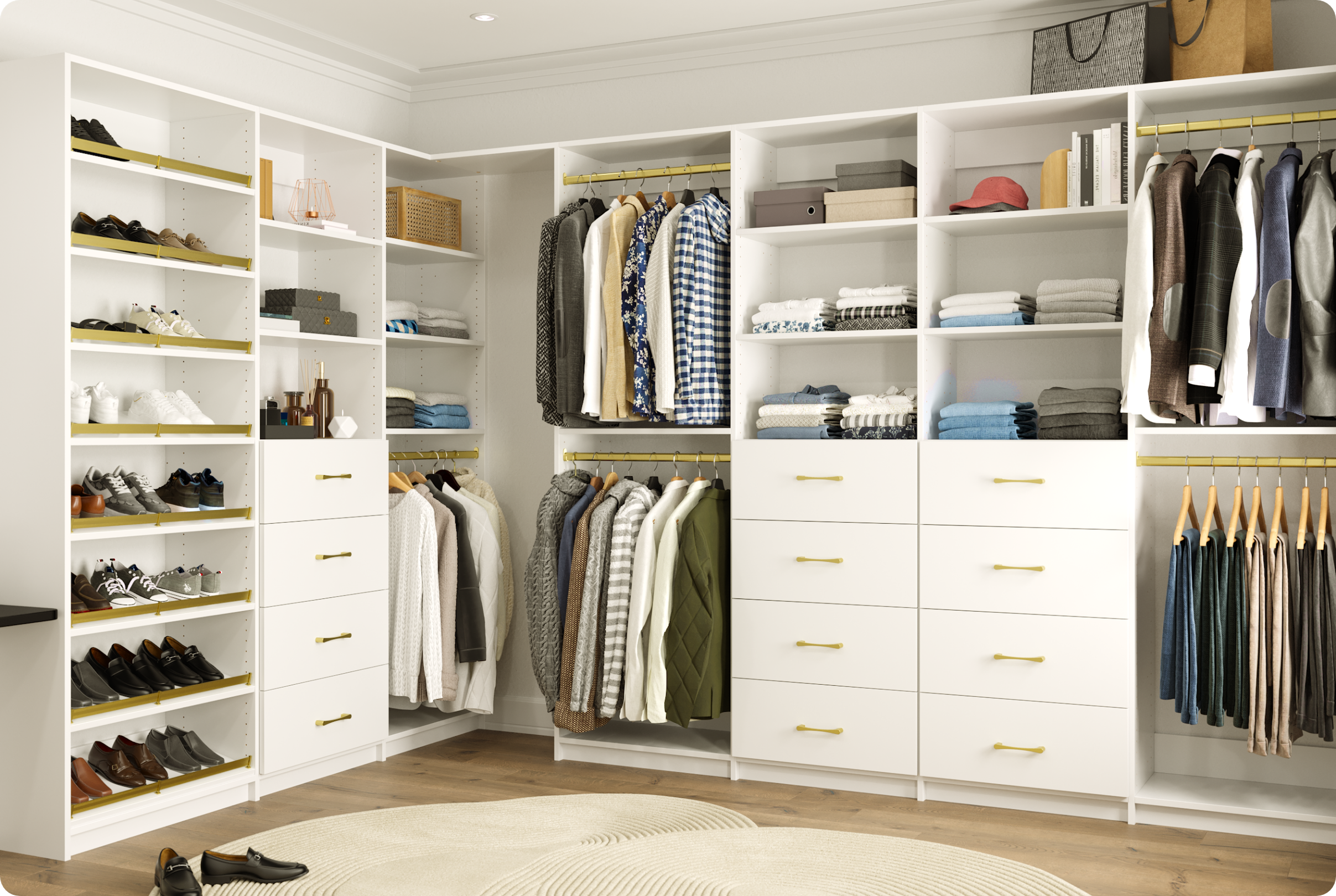 White Alto walk-in closet, opens Alto product page