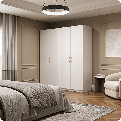 Elegant White Wardrobe System, opens Wardrobe product page