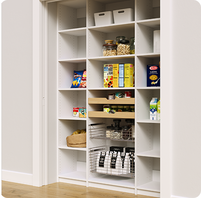 White reach-in Pantry, opens Pantry product page