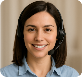 smiling female professional designer with headset
