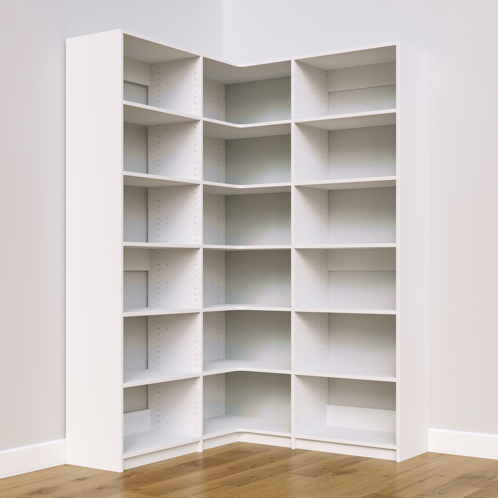 White corner closet system, 54.75 inch, for maximized walk-in closet storage