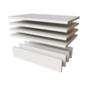 white fixed shelves with cleats