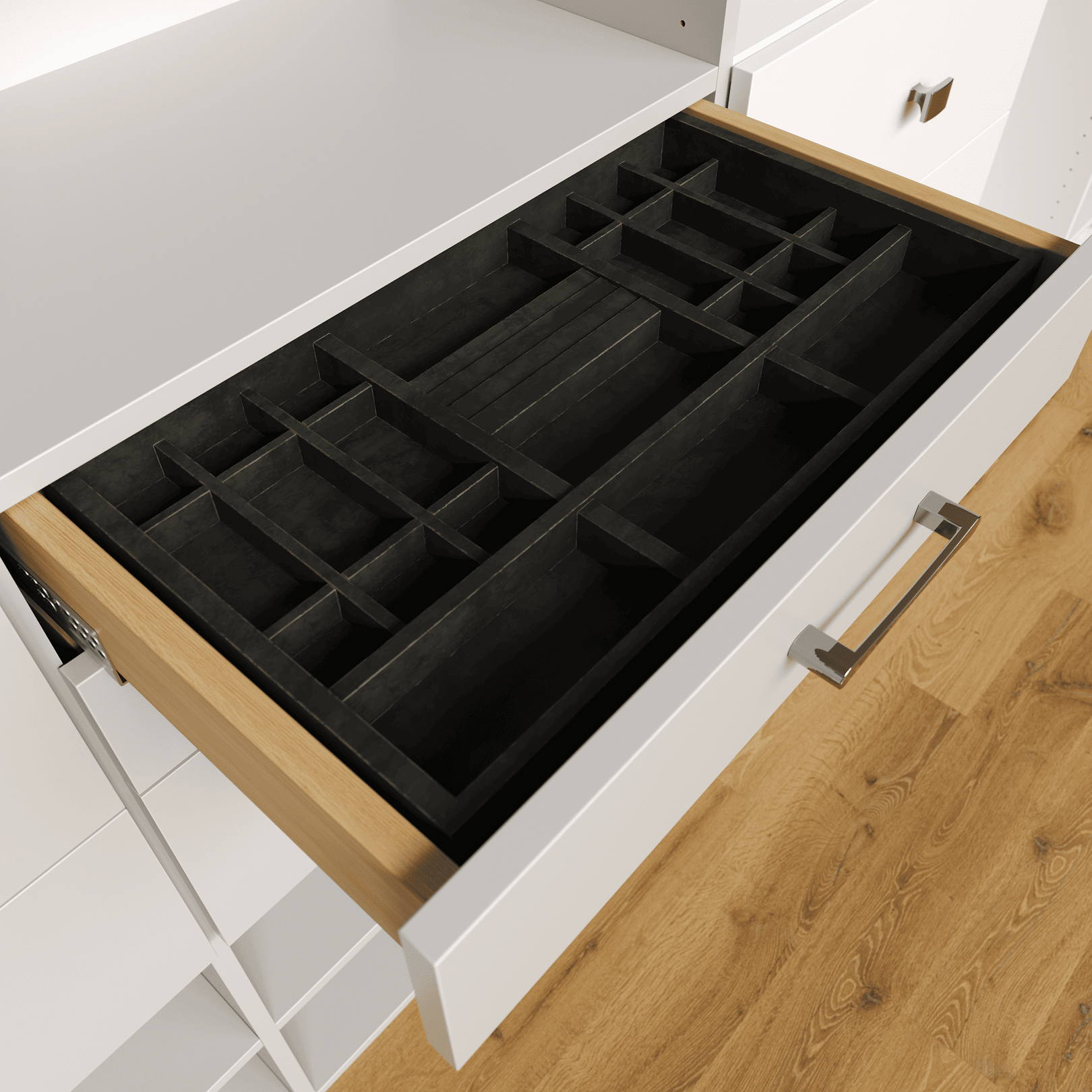black velvet Alto Jewelry Tray inside drawer