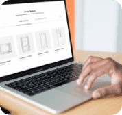 Person using a laptop to shop for individual modular closet units on the Modular Closets website
