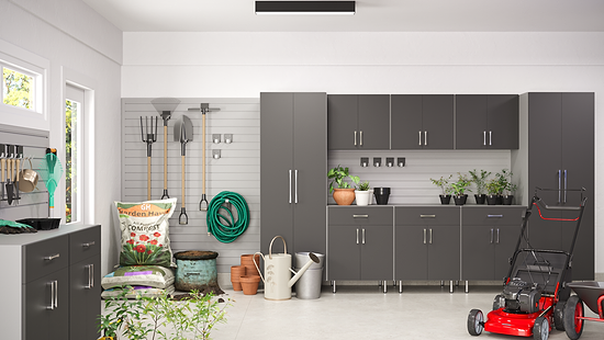 grey Garage system with slatwall