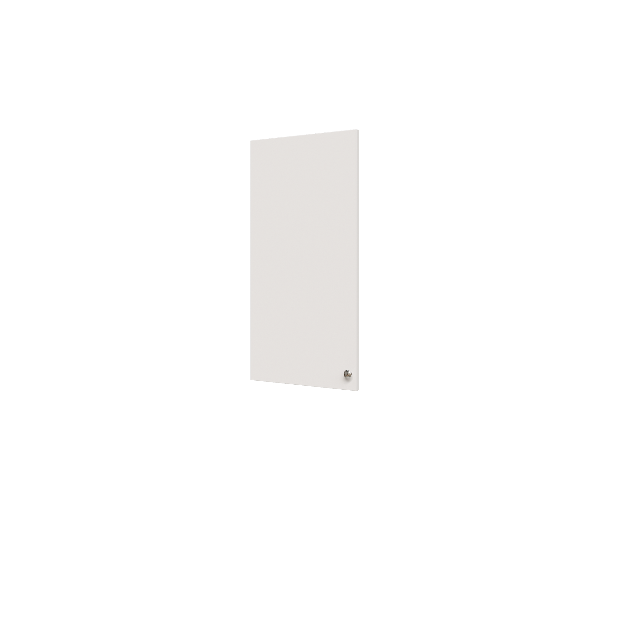 White half closet doors 19.5 inch slab concealing adjustable shelves in a small closet tower.