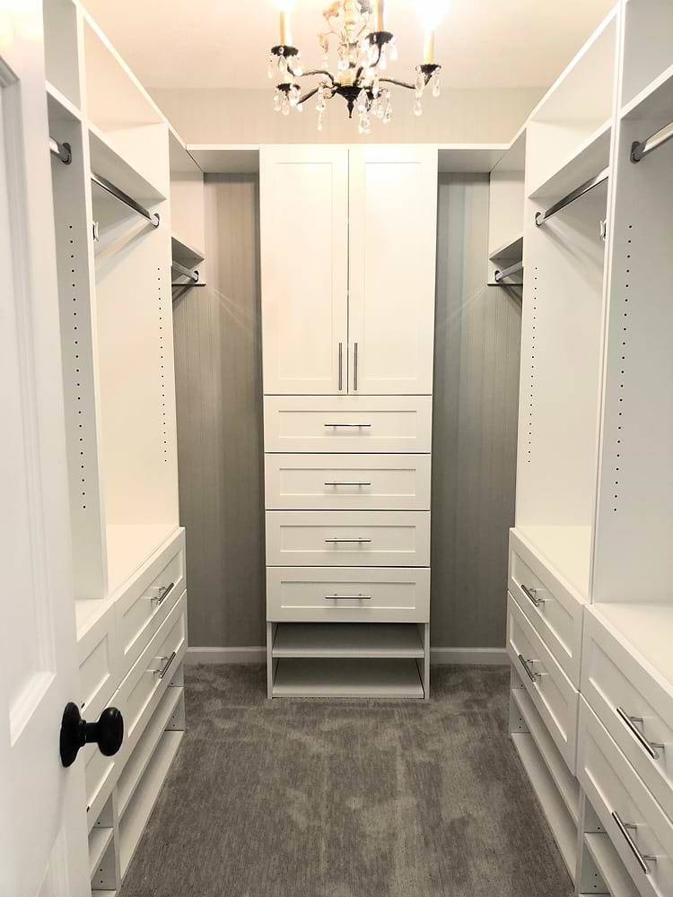 Customer photo of installed shaker-style white Vista walk-in
