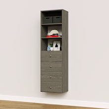 19.5 inch grey slab drawer tower designed for folded clothing storage
