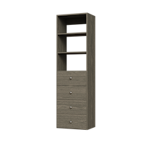 Grey slab drawer tower, 19.5 inches wide, great for built-in closet storage