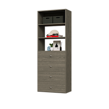 25.5 inch grey slab drawer tower made for built-in closet storage