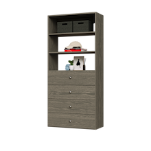 Grey slab drawer tower, 31.5 inches wide, perfect for master bedroom closet storage