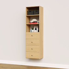 19.5 inch natural oak slab drawer tower built for custom closet systems
