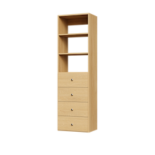 19.5 inch natural oak slab drawer tower made for closet shelving and drawer storage