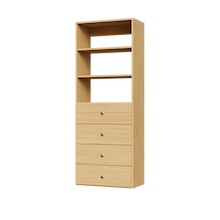 25.5 inch natural oak slab drawer tower designed for small apartment closets