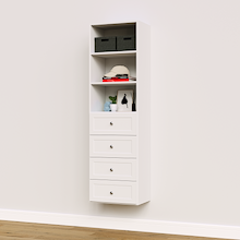 19.5 inch white shaker drawer tower built for wardrobe organization
