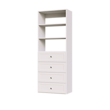 25.5 inch white shaker drawer tower for clothing and closet organization