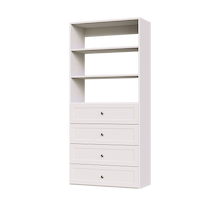 31.5 inch white shaker drawer tower for folded clothing storage