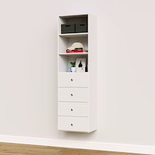 White slab drawer tower, 19.5 inches wide, great for built-in closet storage