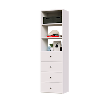 19.5 inch white slab drawer tower built for wardrobe organization