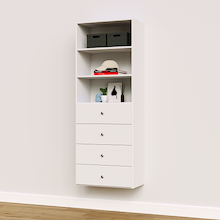 25.5 inch white slab drawer tower built for wardrobe organization