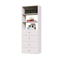 25.5 inch white slab drawer tower made for modular closet storage