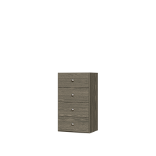 Grey closet drawers with slab fronts for space-saving folded clothes storage.