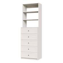 White shaker closet drawer chest for walk-in wardrobe storage.