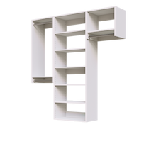 White 64.5-inch Vista Total Closet Kit, empty, with a shelf tower, double hanging, and tall hanging