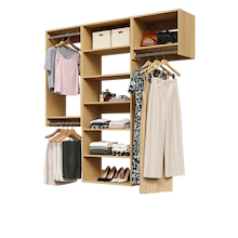 Natural oak 67.5-inch woodgrain Vista Total Closet Kit with a shelf tower, double hanging, and tall hanging