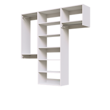 White 67.5-inch Vista Total Closet Kit, empty, with a shelf tower, double hanging, and tall hanging