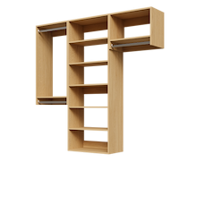 Natural oak 70.5-inch woodgrain Vista Total Closet Kit, empty, with a shelf tower, double hanging, and tall hanging