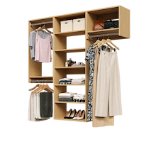 Natural oak 70.5-inch woodgrain Vista Total Closet Kit with a shelf tower, double hanging, and tall hanging