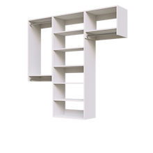 White 70.5-inch Vista Total Closet Kit, empty, with a shelf tower, double hanging, and tall hanging