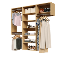 Natural oak 73.5-inch woodgrain Vista Total Closet Kit with a shelf tower, double hanging, and tall hanging