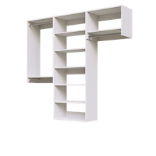 White 73.5-inch Vista Total Closet Kit, empty, with a shelf tower, double hanging, and tall hanging