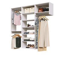White 73.5-inch Vista Total Closet Kit with a shelf tower, double hanging, and tall hanging