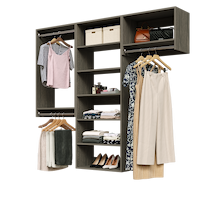 Grey 76.5-inch woodgrain Vista Total Closet Kit with a shelf tower, double hanging, and tall hanging