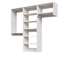 White 76.5-inch Vista Total Closet Kit, empty, with a shelf tower, double hanging, and tall hanging